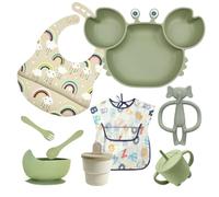 ASENME Set per la pappa in silicone da nove pezzi (Verde)