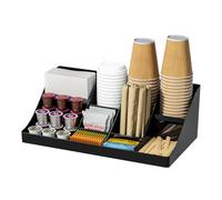 Aserelix Organizer per stazioni di caffè, portabicchieri da bar, accessori da cucina per pacchetti di zucchero e condimenti (nero, 1 pezzo)