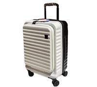 ASerZenith Bagaglio con ruota girevole espandibile, valigia ispessita con apertura frontale, tirante telescopico regolabile, blocco doganale, per viaggiare (bianco e nero 28 pollici)