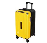ASerZenith Bagaglio da viaggio di grande capacità, valigia con ruote girevoli, spazio di archiviazione suddiviso, asta di regolazione multilivello, blocco doganale (nero giallo 20 pollici)