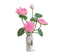 ASerZenith Disposizione di Piante Finte, Fiori Artificiali con Vaso, Fiore di Loto Artificiale, Fiori Finti al Tatto, per Feste, Matrimoni, Composizioni Floreali per La Ca(Un)