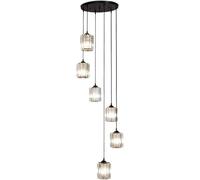 ASerZenith Lampadario di Cristallo per Scale Duplex, Lampadario Moderno A Goccia, Lampada A Sospensione Lunga per Soffitti Alti, Illuminazione A Incasso,Square Lampshade-6 Heads