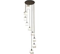 ASerZenith Lampadario di Cristallo per Scale Duplex, Lampadario Moderno A Goccia, Lampada A Sospensione Lunga per Soffitti Alti, Illuminazione A Incasso,Square Lampshade-9 Heads