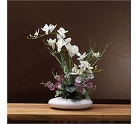 ASerZenith Orchidee Fiori Artificiali Orchidee Piante Artificiali in Vaso Fiori Artificiali Phalaenopsis Set di Fiori di Plastica Fiori Artificiali Decorazione da Tavola A(Bottiglia Bianco-Bianco)