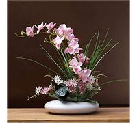 ASerZenith Orchidee Fiori Artificiali Orchidee Piante Artificiali in Vaso Fiori Artificiali Phalaenopsis Set di Fiori di Plastica Fiori Artificiali Decorazione da Tavola A(Bottiglia Rosa-Bianca)