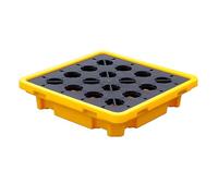 ASerZenith Pallet di Contenimento delle Fuoriuscite, Piattaforma di Contenimento delle Fuoriuscite con Scarico, Vassoio di Contenimento delle Fuoriuscite, capacità 1 Fusto(Giallo)