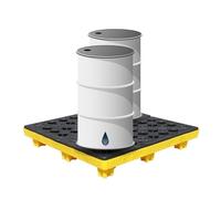 ASerZenith Pallet di Contenimento per Fuoriuscite, Piattaforme di Contenimento Modulari per Fuoriuscite con Griglia, Pallet Anti-Perdita in Plastica(Giallo-120 * 120 * 18Cm)