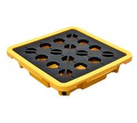 ASerZenith Piattaforma Anti-Sversamento A Tamburo, Piattaforma Anti-Sversamento, Pallet di Contenimento Anti-Sversamento in Polietilene Giallo E Nero, Vassoio Modulare Ant(Un Colore - 67X67X15)