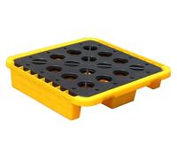 ASerZenith Piattaforma Anti-Sversamento A Tamburo, Piattaforma di Contenimento delle Fuoriuscite, Piattaforme Anti-Sversamento Modulari, Pallet in Polietilene Giallo E NER(72X72X16)