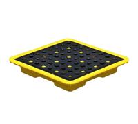 ASerZenith Piattaforma Anti-Sversamento, Piattaforma di Contenimento Anti-Sversamento, Vassoio Anti-Perdita in Polietilene Giallo E Nero, Pallet Anti-Sversamento Impilabil(33X33X5,8 Cm)