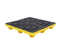 ASerZenith Piattaforma di Contenimento delle Fuoriuscite, Pallet di Contenimento delle Fuoriuscite Modulare Giallo E Nero con Scarico, capacità di 1/2/4 Fusti per Secchio(1200X1200X170Mm)