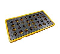 ASerZenith Piattaforma di Contenimento per Fuoriuscite A 2 Fusti con Scarico Giallo E Nero, Pallet di Contenimento per Fuoriuscite Modulare con Scarico, Vassoio di Conteni(Giallo)