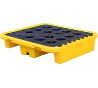 ASerZenith Piattaforma di Contenimento per Fuoriuscite di Fusti di Petrolio, Pallet Modulare per Il Contenimento delle Fuoriuscite con Tasche per Drenaggio E Forche per Ca(Giallo-72X72X16Cm)