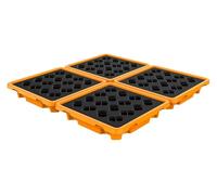 ASerZenith Piattaforma di Contenimento per Fusti, Piattaforma di Contenimento per Fuoriuscite, Pallet in Polietilene Giallo E Nero, Vassoio A Tenuta Stagna per Magazzini,(3 Pezzi - 26,57X26,57X5,9)