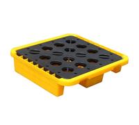 ASerZenith Piattaforme Anti-Sversamento, Piattaforma di Contenimento delle Fuoriuscite, Pallet Anti-Sversamento Modulari in Polietilene Giallo E Nero, Vassoi Anti-Sversame(72X72X16)