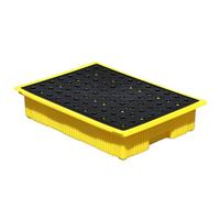 ASerZenith Piattaforme Anti-Sversamento, Piattaforma di Contenimento delle Fuoriuscite, Pallet Anti-Sversamento Modulari in Polietilene Giallo E Nero, Vassoi Anti-Sversame(49X36X10)