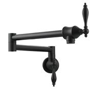 ASerZenith Rubinetto da Lavello in Ottone per Riempire Pentole, Pieghevole, A Parete, per Acqua Fredda, con Doppio Interruttore, Estensibile, con Braccio Girevole.Nerone