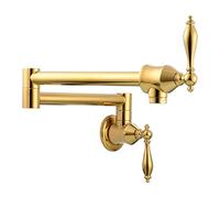 ASerZenith Rubinetto da Lavello in Ottone per Riempire Pentole, Pieghevole, A Parete, per Acqua Fredda, con Doppio Interruttore, Estensibile, con Braccio Girevole.Oro di Titanio