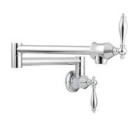 ASerZenith Rubinetto da Lavello in Ottone per Riempire Pentole, Pieghevole, A Parete, per Acqua Fredda, con Doppio Interruttore, Estensibile, con Braccio Girevole.,Cromo