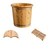 ASerZenith Secchio per Pediluvio in Legno Naturale, Pediluvio con Coperchio per Anziani, Secchio per Massaggio Ai Piedi in Legno di Cedro, con Ciotola per Pediluvio Portatile Massag