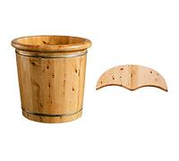 ASerZenith Secchio per Pediluvio in Legno Naturale, Pediluvio con Coperchio per Anziani, Secchio per Massaggio Ai Piedi in Legno di Cedro, con Ciotola per Pediluvio Portatile Massag(B)