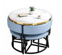 ASerZenith Set di Tavolo E Sedie per Le Trattative, Tavolo da Club per La Reception E Il Tempo Libero, Set di Tavolini da caffè Salvaspazio, Set di Tavolo Rotondo E Sedie da 5 Pezzi,Light Blue