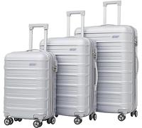 ASerZenith Valigia a mano Bagagli a 3 pezzi di grande capacità Valigie trolley regolabili da 20/24/28 pollici con ruote Valigie a mano Bagagli a mano (Argento 20+24+28 pollici)