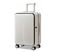 ASerZenith Valigia con ruote, bagaglio a mano di grande capacità, valigia con design a borsa laterale staccabile, lucchetto con codice (bianco 22 pollici)