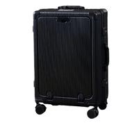 ASerZenith Valigia trolley con porta di ricarica, valigetta trolley con ammortizzatore a molla con coperchio aperto per viaggi di lavoro (Nero notte 20 pollici)