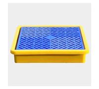 ASerZenith Vassoio per Fusti di Petrolio, Pallet di Raccolta per Due Fusti in Polietilene Giallo, Vassoio in Plastica A Prova di Perdite, può Impilare Fusti di Petrolio, S(Blu+Giallo-34X34X6,5Cm)