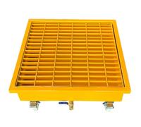 ASerZenith Vassoio per Fusti di Petrolio, Piattaforma Anti-Sversamento con Scarico, Piattaforma di Contenimento per Fuoriuscite in Metallo con Griglia, Vassoio Anti-Perdit(Giallo-25,6X25,6X11,8)
