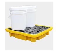 ASerZenith Vassoio per Fusti di Petrolio, Piattaforma di Sversamento Modulare, Vassoio per Fusti di Petrolio con Uscita di Scarico per Macchine con Piattaforma in Plastica(Giallo-67,5X67,5X15Cm)