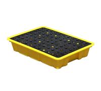 ASerZenith Vassoio per Fusti di Petrolio, Piattaforme Anti-Sversamento, Piattaforma di Contenimento per Fuoriuscite, Pallet Anti-Sversamento Modulari in Polietilene Giallo(49X33X9,5)