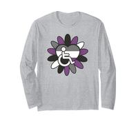 Asexual Ace Pride Disabled Wheelchair Heart Flower Petals Maglia a Manica
