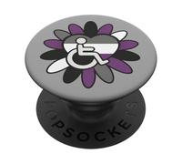 Asexual Ace Pride Disabled Wheelchair Heart Flower Petals PopSockets PopGrip Adesivo