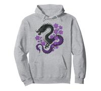 Asexual Japanese Dragon Ace Pride Flag Colors Floral Felpa con Cappuccio