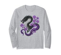 Asexual Japanese Dragon Ace Pride Flag Colors Floral Maglia a Manica