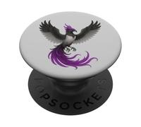 Asexual Phoenix Bird Ace Pride Flag Rising From Ashes PopSockets PopGrip Adesivo