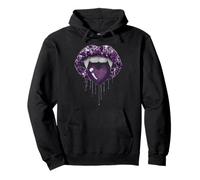 Asexual Vampire Lips Fangs Ace Pride Heart Halloween Felpa con Cappuccio