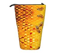 ASFgda Ape in piedi sulla cassa della matita della stampa del favo, sacchetto telescopico della penna, supporto portatile della matita, borsa cosmetica di stoccaggio