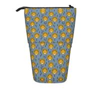 ASFgda Astuccio per matite con stampa blu con testa di leone in piedi, astuccio telescopico per penne, portamatite portatile, borsa per cosmetici