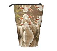 ASFgda Astuccio per matite con stampa di pecore e agnelli, astuccio telescopico, portamatite portatile, borsa cosmetica