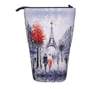 ASFgda Astuccio portapenne telescopico con stampa artistica con albero della città di Parigi e Torre Eiffel, astuccio telescopico per scuola e ufficio