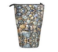 ASFgda Astuccio portapenne telescopico con stampa di ciottoli in piedi, per scuola e ufficio