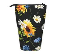 ASFgda Astuccio portapenne telescopico con stampa di girasoli e camomilla, per scuola e ufficio