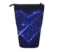 ASFgda Astuccio portapenne telescopico con stampa di stelle cadenti in piedi e cuore, per scuola e ufficio