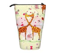 ASFgda Astuccio telescopico con stampa di giraffa, cuore, fiore, farfalla, portapenne portatile, borsa cosmetica