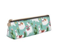 ASFgda Astuccio triangolare con stampa tropicale, lama e alpaca, cactus, fiore, con cerniera, per cancelleria, trucco, scuola, ufficio e viaggi