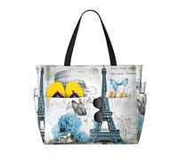 ASFgda Bella borsa da spiaggia con stampa floreale,Borsa da spiaggia impermeabile a prova di sabbia,Borsa da spiaggia pieghevole leggera con cerniera di grande capacità