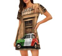 ASFgda Bella Italia Stampa Camicie da Notte Per Le Donne Pullover Camicia Da Notte Morbido Indumenti Da Notte Manica Corta Allentato Comoda Camicia Da Notte S-Xxx, Nero , M